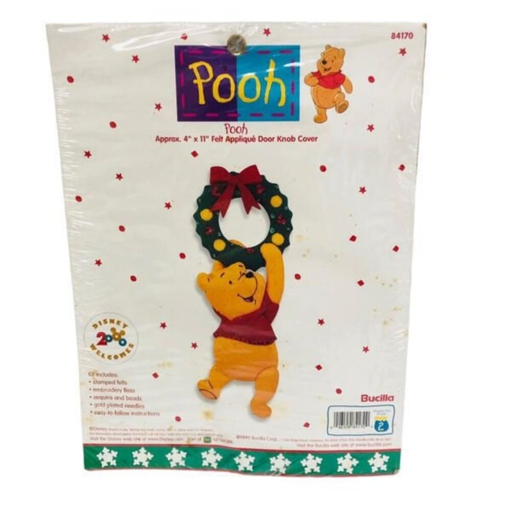 Bucilla Pooh Felt Applique' Door Knob Cover Kit 84170 New Vintage